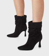 Nadia Black Ruched Ankle Boots